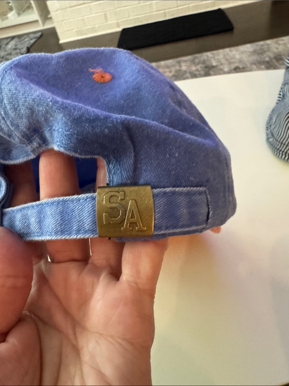 Lake Placid NY Embroidered Baseball Cap - Blue & Orange - Picture 5 of 7